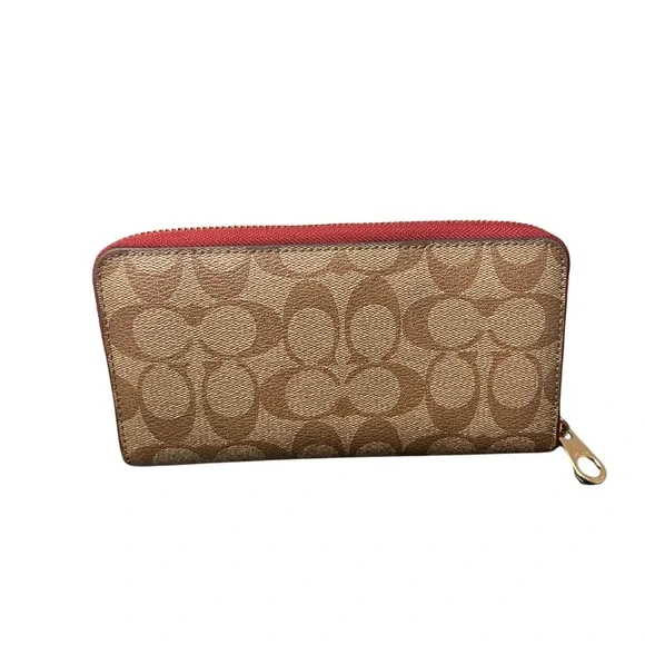 Coach Red/Wine Signature Coates Canvas Zip Wallet - Picture 5 of 13